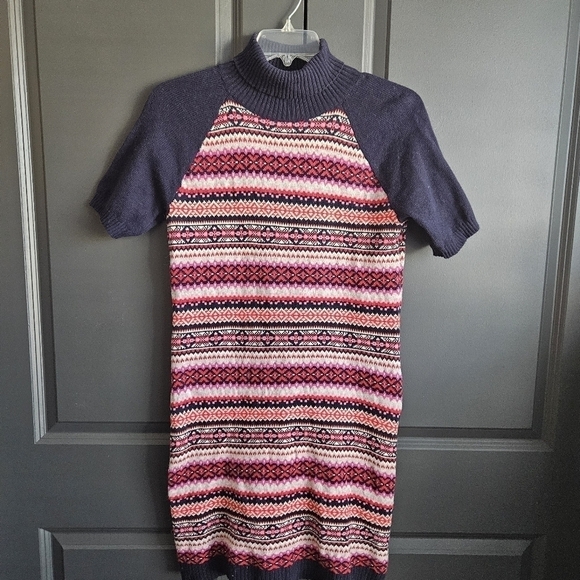 Tommy Hilfiger Navy Multicolor Angora Cotton Blend Sweater Dress Sz L Acadamia - Picture 11 of 11